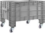 ALPHA Großbehälter IDABOX, 220 l, Polyethylen, geschlossen, stapelbar, wasserdicht, L 1040 x B 640 x H 670 mm, 4 Lenkrollen, grau