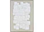 Monee Ölgemälde, Weiß, Beige, Kunststoff, Textil, Holzwerkstoff, Abstraktes, rechteckig, 50x70 cm, handgemalt, Bilder und Zubehör, Wandbilder, Ölgemälde