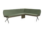 Eckbank OTTO HOME "Bruna Esszimmerbank, Bank, Küchenbank, Polsterbank", grün, B:241cm H:87cm T:177cm, Holzwerkstoff, Massivholz, Metall, Polyester, Sitzbänke, Eckbank, Mattschwarzes Metallgestell, 2-Stoff-Design, Wellenfederung im Sitz
