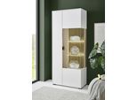 Vitrine HOME AFFAIRE "Hudson, Stauraumvitrine", weiß (weiß, eiche), B:75cm H:180cm T:38cm, Holzwerkstoff, Schränke, Vitrine, in moderner Trendfarbe, Griffe aus Metall (Schwarz), Höhe 180 cm