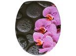 WC-Sitz SANILO "Madeira", schwarz, violett, B:37,7cm L:47cm, MDF - Mitteldichte Holzfaserplatte, WC-Sitze