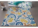 Kinderteppich SMART KIDS "Scribble", multi, B:80cm H:16mm L:150cm, Schurwolle, Teppiche, Kinderteppich, Kinderteppich, Hoch-Tief-Effekt, Schurwolle, handgetuftet, Spielzimmer