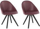 4-Fußstuhl OTTO HOME "Lotos", rot (bordeaux, schwarz), B:57cm H:85cm T:59cm, Holzwerkstoff, Stühle, Bezug aus Echtleder und Gestell aus Eiche Massivholz