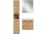 Badezimmer-Set WELLTIME, artisan oak nb, B:105cm H:185cm T:46cm, Holzwerkstoff, MDF, Kastenmöbel-Sets, Florenz, Badkombination 4-tlg., Artisan Oak NB, inkl. Waschbecken