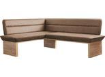 Eckbank OTTO HOME "Beluna Polsterbank, Sitzecke", braun (cognac (cobra 4001), decor wotan eiche), B:210cm H:89cm T:169cm, Polyester, Sitzbänke, Eckbank, mit Wellenunterfederung im Sitz, TOPSELLER