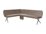 Eckbank OTTO HOME "Bruna Esszimmerbank, Bank, Küchenbank, Polsterbank", taupe, B:241cm H:87cm T:177cm, Holzwerkstoff, Massivholz, Metall, Polyester, Sitzbänke, Eckbank, Mattschwarzes Metallgestell, 2-Stoff-Design, Wellenfederung im Sitz