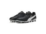 Fußballschuh PUMA "KING LIGA FG/AG Fußballschuhe Erwachsene", Damen, Gr. 42.5, schwarz-weiß (schwarz silber weiß metallic), Obermaterial: Kuhleder, Synthetik. Futter: Textil, Synthetik. Innensohle: Textil. Laufsohle: Synthetik, Schuhe Fußballschuh