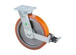BS Rollen Schwerlastlenkrolle D.400mm Trgf.2500kg m.Feststeller Guß-PU Platte L200xB160mm (RR120.C10.400)