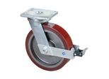 BS Rollen Schwerlastlenkrolle D.400mm Trgf.3500kg m.Feststeller Guß-PU Platte L255xB200mm (RR120.C10.401)