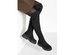bonprix Overknee Stiefel, schwarz, Gr.40, Modischer Overknee Stiefel mit auffallender Sohle, aus Vegan