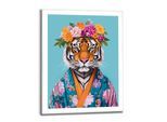Poster REINDERS "Flower Tiger", bunt (farbe bild(er): mehrfarbig), B:40cm H:50cm T:1,6cm, Bilder, Poster, Hobbyraum - Blumen - Kimono - Mehrfarbig - MDF - Tiere - 40x50 cm