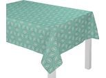 Tischdecke ADAM "Retro Floret" Gr. 4, blau (petrol), B:145cm L:220cm, Bio-Baumwolle, Tischdecken, Tischdecke, aus 100% Bio-Baumwolle