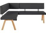 Eckbank OTTO HOME "Rio", schwarz, B:190cm H:89cm T:140cm, Sitzbänke, Eckbank, Massivholz in Eiche geölt, Esszimmerbank bequem gepolstert