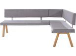 Eckbank OTTO HOME "Rio", grau, B:210cm H:89cm T:140cm, Polyester, Sitzbänke, Eckbank, Massivholz in Eiche geölt, Esszimmerbank bequem gepolstert
