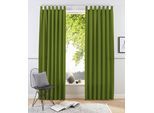 Vorhang OTTO HOME "Raja mit Schlaufen, 2er Pack, blickdicht, Topseller" Gr. 1, grün, B:140cm H:145cm, Polyester, Recyceltes Material, Gardinen, Vorhang, 2er-Set, Bestseller, einfarbig, modern, pflegeleichte Mikrofaser, Topseller