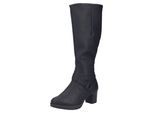 Stiefel RIEKER, Damen, Gr. 36, Varioschaft, schwarz, Lederimitat, unifarben, Schuhe Stiefel, Langschaftstiefel, Blockabsatz,mit Reißverschluss hinten-schmale Form
