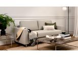 BRUNO Schlafsofa 140cm in Hellgrau | Klassik | stabiles Massivholz & Boxspringkomfort