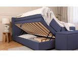 BRUNO Boxspringbett Premium mit Bettkasten 160x200cm in Blau | Matratzen-Härtegrad: Links H3 / Rechts H3 | extra viel Stauraum & individuell konfiguri