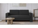 BRUNO Schlafsofa 140cm in Anthrazit | Kubus | stabiles Massivholz & Boxspringkomfort