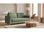 BRUNO Schlafsofa 140cm in Grün | Klassik | stabiles Massivholz & Boxspringkomfort