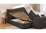 BRUNO Boxspringbett Premium mit Bettkasten 160x200cm in Schwarz | Matratzen-Härtegrad: Links H2 / Rechts H3 | extra viel Stauraum & individuell konfig