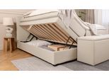 BRUNO Boxspringbett Premium mit Bettkasten 160x200cm in Beige | Matratzen-Härtegrad: Links H2 / Rechts H2 | extra viel Stauraum & individuell konfigur