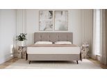 BRUNO Boxspringbett Prestige 200x200cm in Taupe Grau-Beige | 6 Farben & 4 Kopfteile wählbar | Luxus 27 cm Pulse-Latex-Matratze | Made in Germany