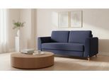 BRUNO Schlafsofa 160cm in Blau | Klassik | stabiles Massivholz & Boxspringkomfort