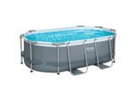 Bestway Pool SET Power Steel 5614A , Blau, Grau, Weiß , Metall, Kunststoff , Uni , 200x84x305 cm , Freizeit & Co, Pools & Wasserspaß, Pools, Aufstellpools