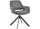 Novel Armlehnstuhl , Grau, Schwarz, Dunkelgrau , Metall, Textil , Drehkreuz , 66x83.5x62.5 cm , Sitzfläche 360° drehbar, automatische Rückholfunktion , Esszimmer, Stühle, Polsterstühle