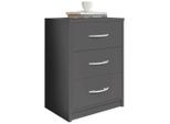 P & B Nachttisch , Graphitfarben , 3 Schublade(n) Schubladen , 38.5x54x28.2 cm , Schlafzimmer, Nachttische