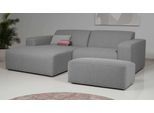 Ecksofa INOSIGN "Koa,228cm, L-Form, Modulsofa, Webstoff, Cord, Struktur, Chenille", grau, B:228cm H:88cm T:159cm, 62% Polypropylen, 32% Polyester, Sofas, Ecksofa, Designsofa, Set, Hocker inklusive, weicher Lounge-Sitzkomfort