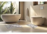 Badematte KAYOOM "Badematte Lagoon 125", grau (silber), (50cm x 40cm ) (40cm x 80cm ), 2 Stk., Polypropylen, Badematten, Badematte, Kurzflor