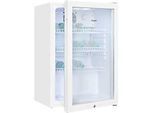 Exquisit Glastürkühlschrank GKS120-GT-160C Weiss 118 l, Umluft, 3 Ablagen, Türschloss, freistehend