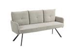 Novel Sitzbank, Hellbraun, Metall, 3-Sitzer, 180x93x67 cm, mit Rückenlehne, Esszimmer, Bänke, Sitzbänke