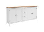 Mid.you Sideboard, Weiß, Holzwerkstoff, 2 Fächer, 3 Schublade(n) Schubladen, 180x90x40 cm, Wohnzimmer, Kommoden & Sideboards, Sideboards