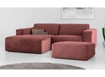 Ecksofa INOSIGN "Koa,228cm, L-Form, Modulsofa, Webstoff, Cord, Struktur, Chenille", rosa (blush), B:228cm H:88cm T:159cm, 100% Polyester, Sofas, Ecksofa, Designsofa, Set, Hocker inklusive, weicher Lounge-Sitzkomfort