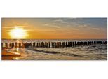 Glasbild ARTLAND "Schöner Sonnenuntergang am Strand", orange (farbe bild(er): orange), B:125cm H:50cm, Bilder, in verschiedenen Größen