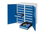 Kappes Schwerlastbeistellschrank Mod. 72 RAL 7035/5010 Vollblechtüren mit Ausstattung (1472.03.1016)