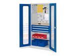 Kappes Schubladenschrank RasterPlan RAL 7035/5010 Mod. 35 Sichtfenstertüren (1460.05.5016)