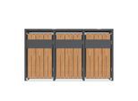 Westmann Mülltonnenbox Varius 3 3 x 240L Anthrazit & Holzoptik 80x198x116cm