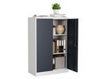 VCM Metall Büroschrank H. 120 x B. 80 x T. 40 cm / Aktenschrank Büromöbel für Ordner / Stahlschrank abschließbar / Flügeltürschrank Malivo 3 fach mit Drehtüren