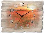 Wanduhr ARTLAND "Mohnblumenfeld bei Sonnenuntergang", rot, B:40cm H:30cm T:0,6cm, Wanduhren, Wanduhr, wahlweise mit Quarz- oder Funkuhrwerk, lautlos ohne Tickgeräusche