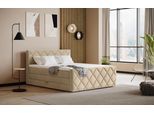 Boxspringbett COTTA "Tower inkl. Bettkasten, mit Keder in abgesetzter Farbe", sand, keder: beige, B:201cm L:228cm, 100% POLYESTER (PES), Komplettbetten, Boxspringbett, in verschiedenen Breiten, Härtegraden und Farben erhältlich