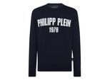Rundhalspullover PHILIPP PLEIN "Rundhalspullover", Herren, Gr. XL, blau (24, navy), Obermaterial: 80% Baumwolle, 20% Wolle, Pullover Rundhalspullover