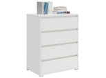 Carryhome Kommode , Weiss , Holzwerkstoff , 4 Schubladen , 80x103x48 cm , Beimöbel erhältlich , Kleinmöbel, Kommoden, Kommoden