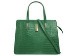 Henkeltasche CLUTY, Damen, Gr. B/H/T: 36cm x 28cm x 8cm onesize, grün, Leder, Reptilienprägung, Taschen, echt Leder, Made in Italy