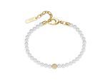 Armband "mit Zirkonia und Muschelkern-Perlen, Silber 925", gold, GIORGIO MARTELLO MILANO, Armbänder, Damen, 20cm, Silber 925 (Sterlingsilber), Armband