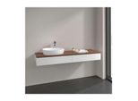 Villeroy und Boch Antao Waschtisch-Unterschrank L15012MT mit Beleuchtung, 2 Auszüge, 1600 x 190 x 500 mm, Front ohne Struktur, White Matt Lacquer / Warm Walnut