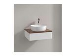 Villeroy und Boch Antao Waschtisch-Unterschrank L07052MT mit Beleuchtung, 1 Auszug, 600 x 190 x 500 mm, Front ohne Struktur, White Matt Lacquer / Warm Walnut